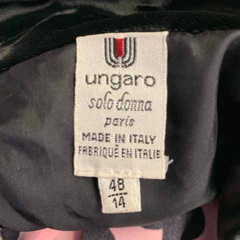 UNGARO Vintage 1980s Size L Pink Black Silk Polka Dot Turtleneck Tent Dress