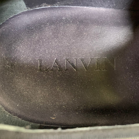 LANVIN Size 11 Black Patent Leather Tuxedo Lace Up Shoes