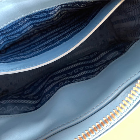 PRADA Blue Quilted Calfskin Leather Shoulder Bag Handbag
