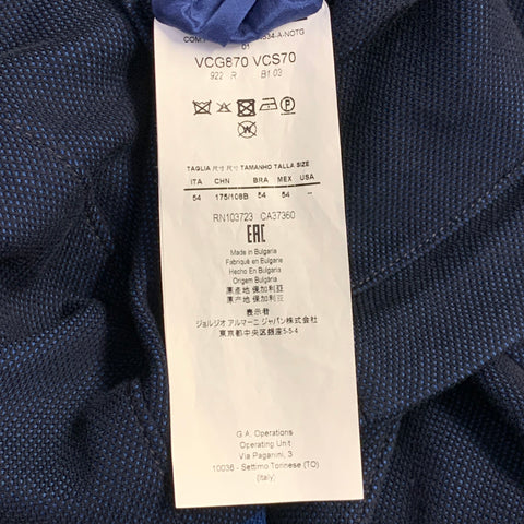 ARMANI COLLEZIONI Size XL Navy Blue Textured Cotton Jacket