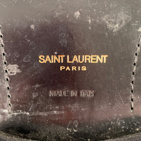 SAINT LAURENT Size 10 Silver Metallic Leather Derby Lace-Up Shoes