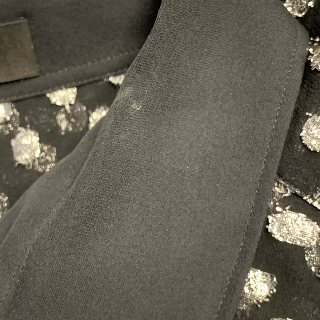 VERSUS by GIANNI VERSACE Size M Black Silver Metallic Silk Dots Long Sleeve Shirt