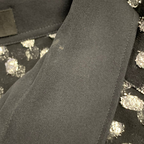 VERSUS by GIANNI VERSACE Size M Black Silver Metallic Silk Dots Long Sleeve Shirt