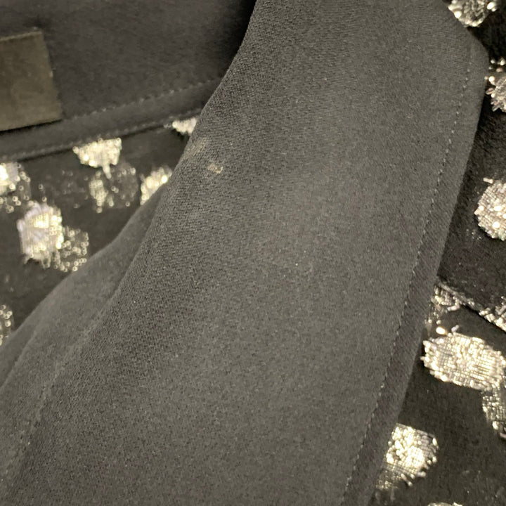 VERSUS by GIANNI VERSACE Size M Black Silver Metallic Silk Dots Long Sleeve Shirt