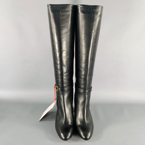 ROUJE Size 7 Black Leather Pull On Boots