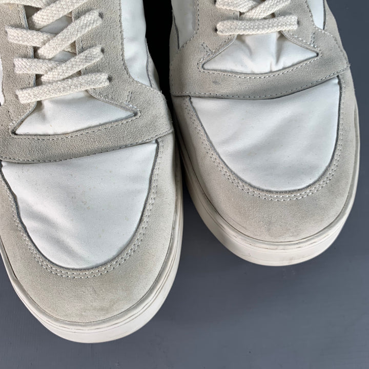 LORO PIANA Size 12 Newport Walk White Grey Nylon Suede Low Top Sneakers