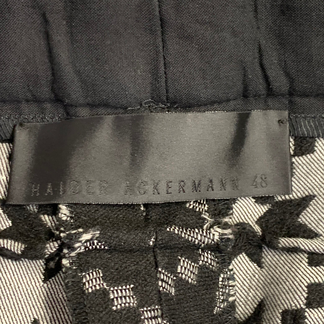 HAIDER ACKERMANN Size 32 Black Grey Red Jacquard Acrylic Blend Casual Pants