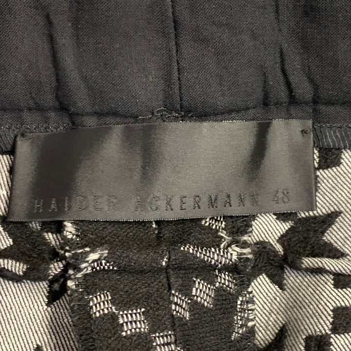 HAIDER ACKERMANN Size 32 Black Grey Red Jacquard Acrylic Blend Casual Pants
