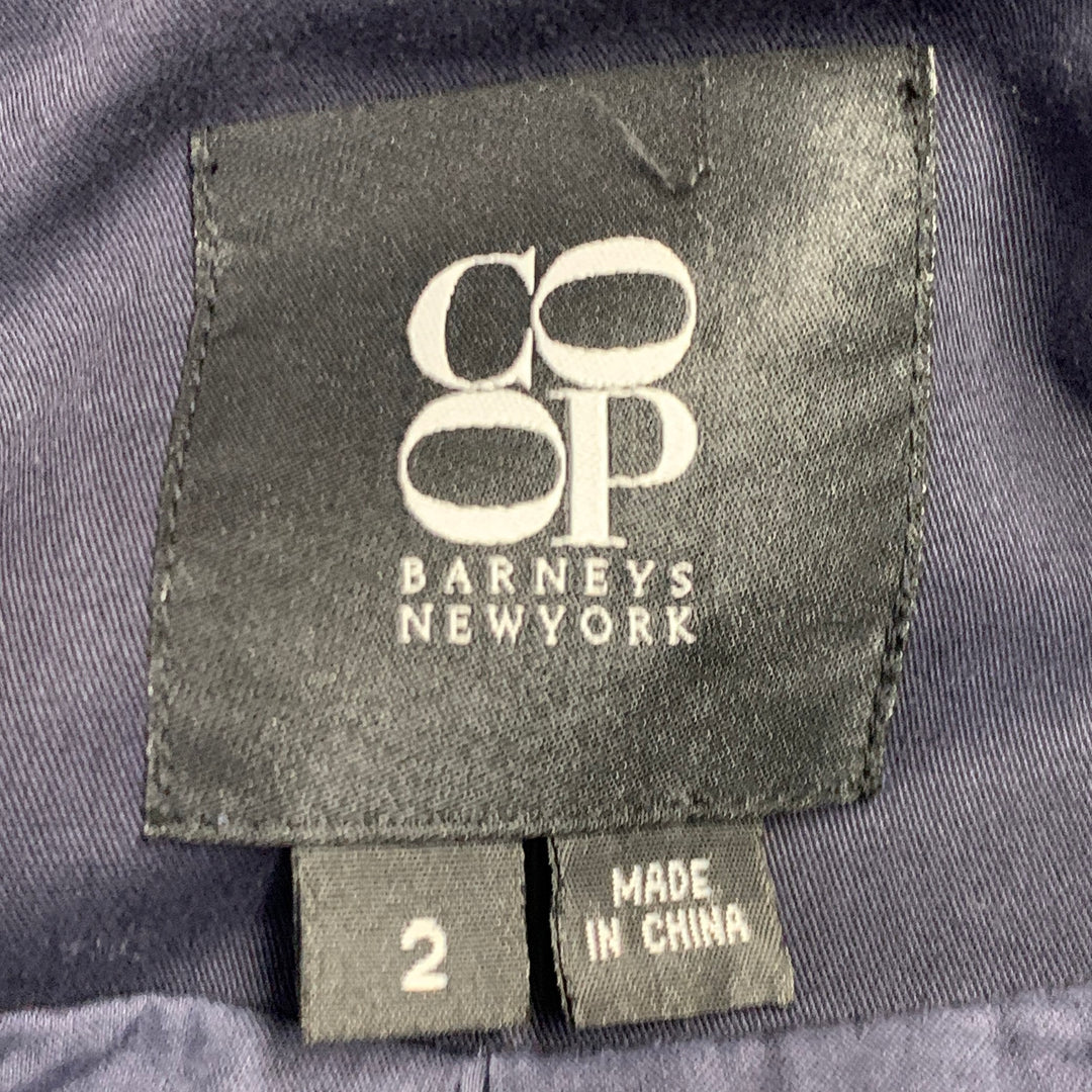 BARNEY'S CO-OP Size 2 Navy Cotton Blend Double Breasted Belted Coat