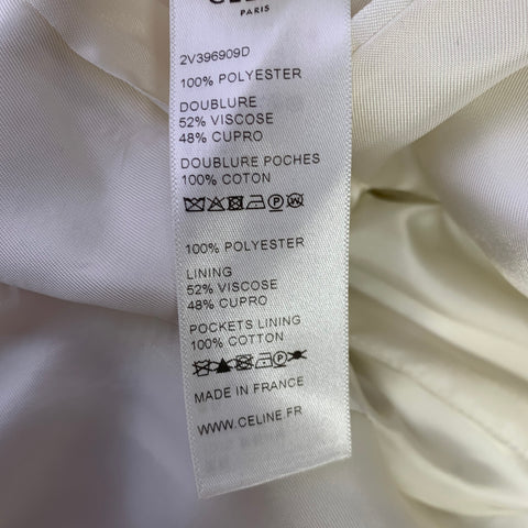 CELINE Size 36 Beige Black Sequined Polyester Notch Lapel Sport Coat