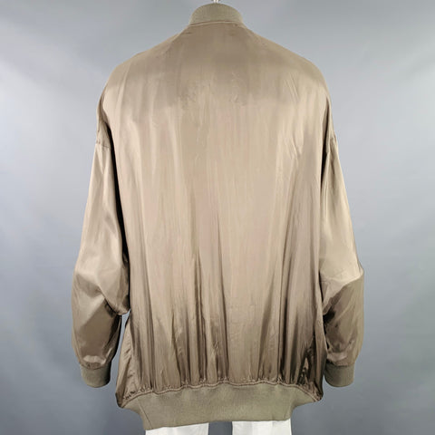 RICK OWENS Size 44 Khaki Cupro Bomber Jacket