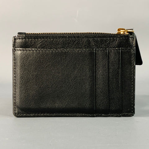 VERSACE One Size Black Gold Leather Card Case Wallet