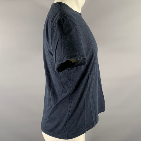 ISAIA Size L Navy Heathered Cotton Cashmere Blend Short Sleeve T-Shirt