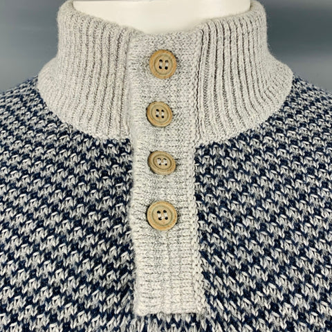 INIS MEAIN Jersey abotonado de cachemir y seda de algodón gris marino talla XL