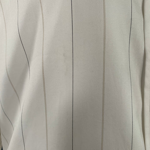 SERO Size 16.5 White Beige Stripe Cotton One Pocket Long Sleeve Shirt