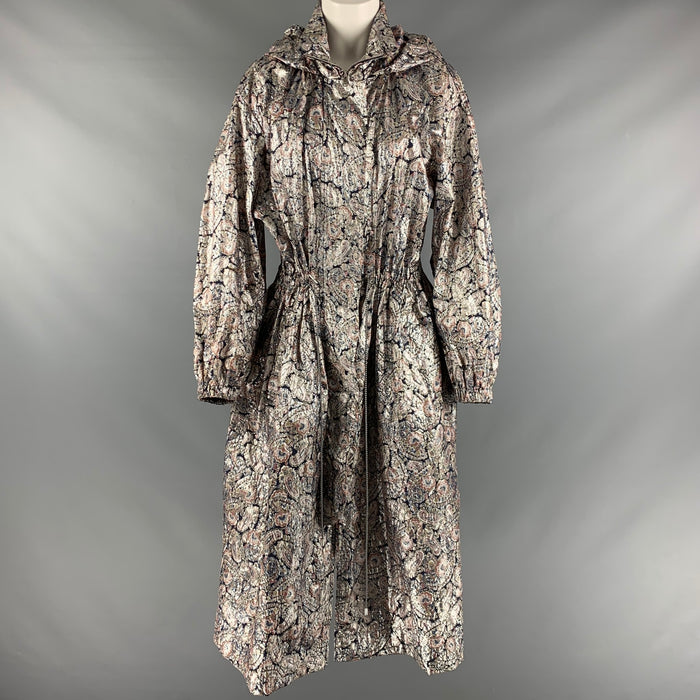 ISABEL MARANT Size S Silver Navy Polyamide Metallic Hooded Coat