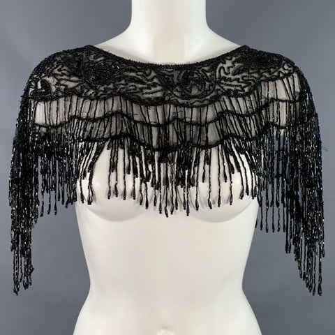 Écharpe-châle Cercle Noir en Maille Perlée VINTAGE