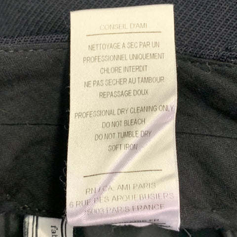 AMI by ALEXANDRE MATTIUSSI Size 38 Navy Twill Wool Cuffed Drop Crotch Button Fly Dress Pants