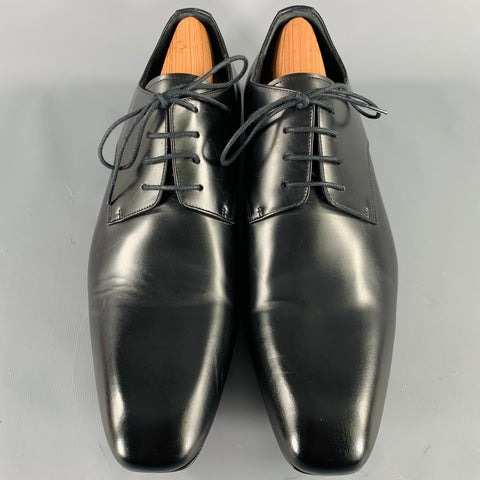 DRIES VAN NOTEN Size 10 Black Leather Derby Lace-Up Shoes