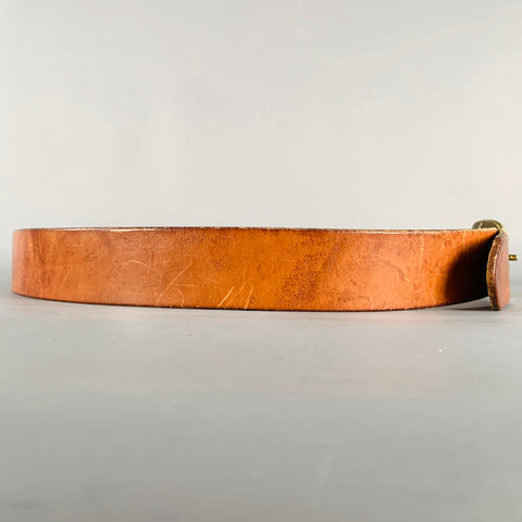 Ceinture vintage en cuir marron et doré, taille 38