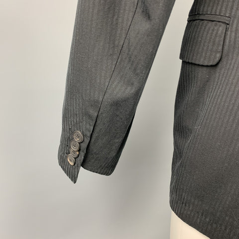 DRIES VAN NOTEN Size 36 Black on Black Stripe Cotton / Rayon Sport Coat