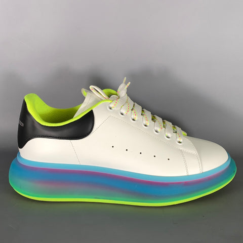 ALEXANDER MCQUEEN Size 10 White Multi Color Color Block Leather Low Top Sneakers