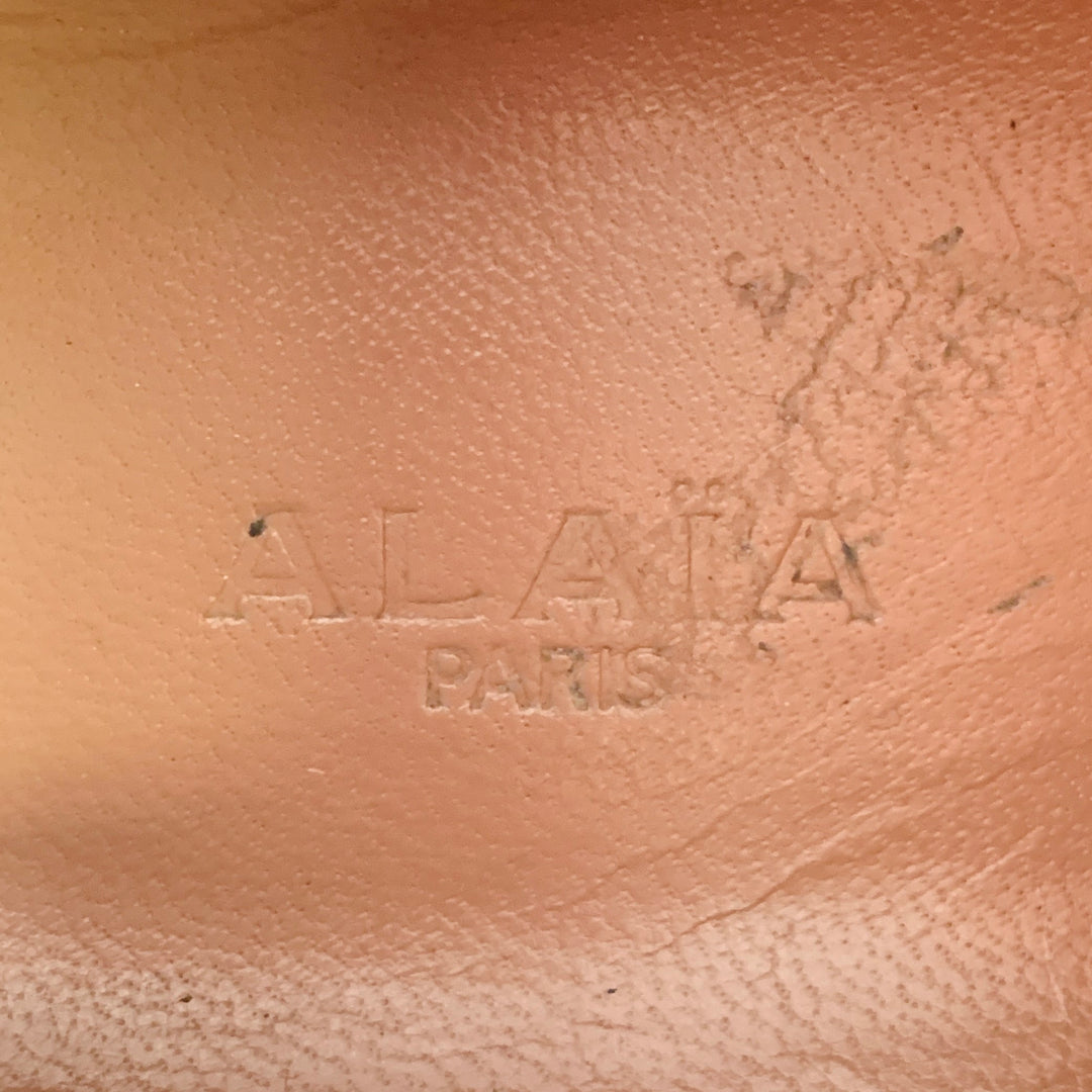 ALAIA Size 8 Black Silver Grommets Leather Lace-Up Low Top Sneakers