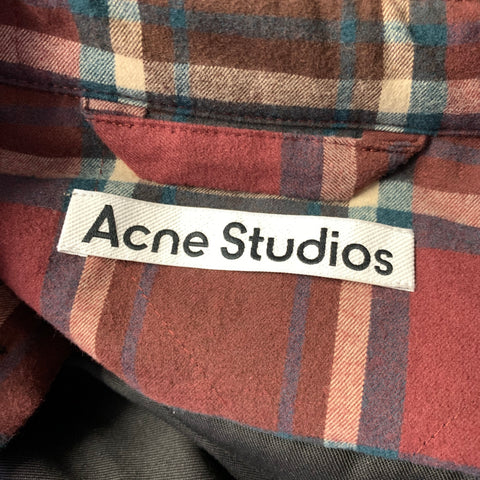 ACNE STUDIOS Size 42 Burgundy Green Beige Plaid Polyester Cotton Jacket
