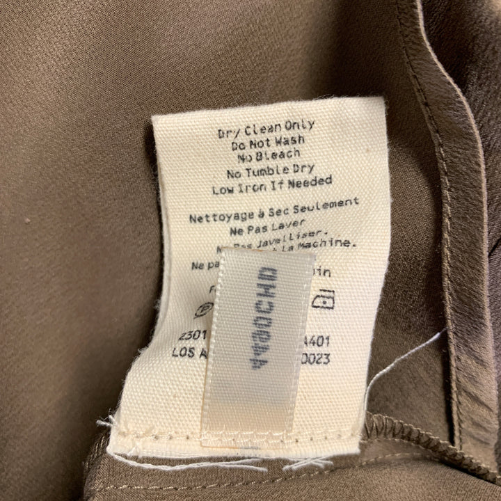 L'AGENCE Size S Brown Silk Hidden Buttons Blouse