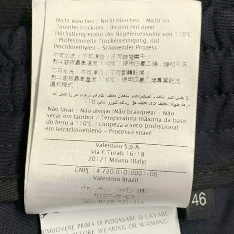 VALENTINO Size 30 Navy Black Wool Mohair Drawstring Waistband Casual Pants