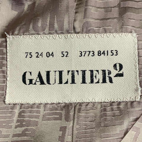 GAULTIER 2 Vintage Size 38 Beige Grey Pinstripe Wool Silk Single Button Hooded Suit
