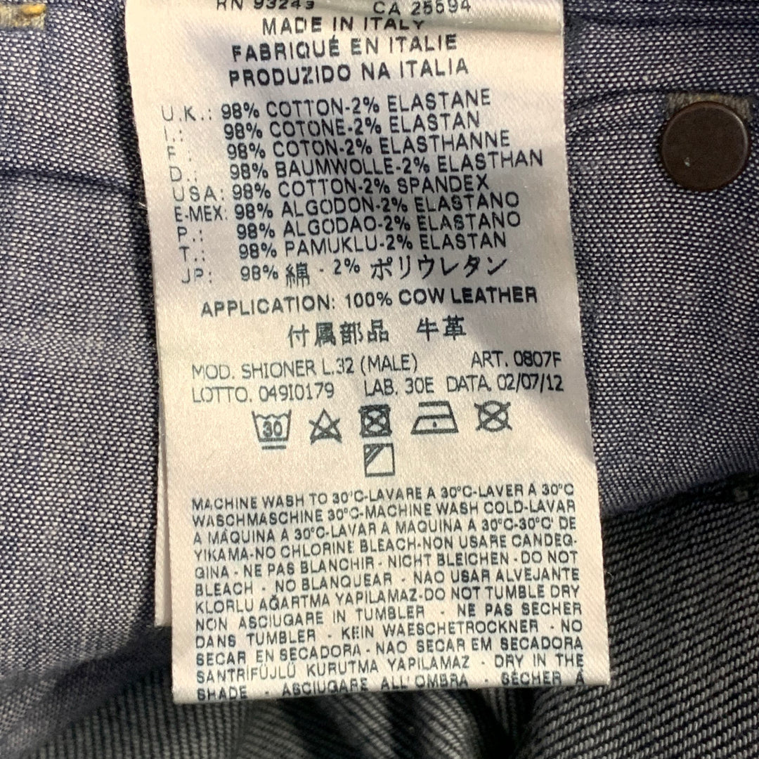 DIESEL Limited Edition Size 30 Shioner Indigo Cotton Blend Twill Sequined Distressed Skinny Jeans