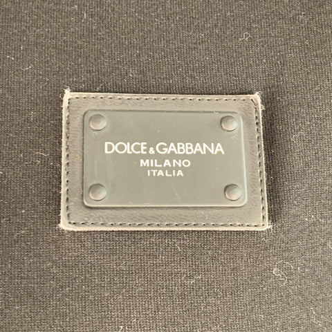 DOLCE & GABBANA Size L Black White Logo Cotton Crew Neck T-shirt
