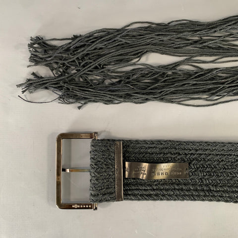 MAISON MARTIN MARGIELA Waist Size 30 Black Woven Fabric Leather Belt
