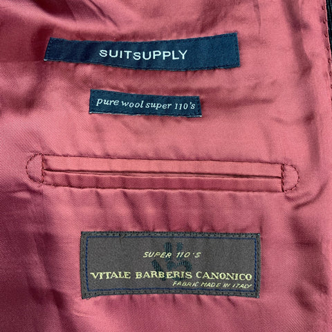 SUITSUPPLY Size 38 Long Black Wool Peak Lapel Sport Coat