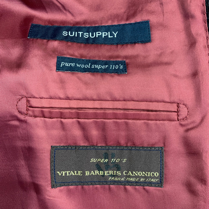 SUITSUPPLY Size 38 Long Black Wool Peak Lapel Sport Coat