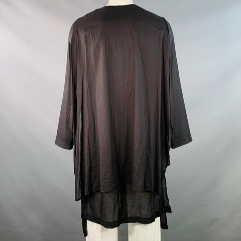 STUDIO B3 Size 40/42 Black Sheer Layered Cotton Voile Asymmetrical Coat