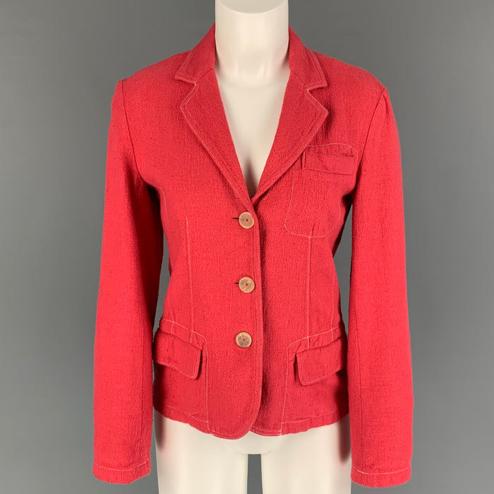 JIL SANDER Size 4 Coral Cotton Linen Jacket Blazer