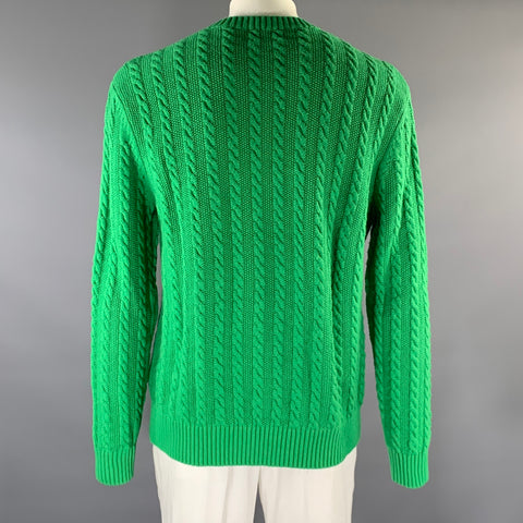 FURSAC Size XL Green Knit Wool Blend Cable Knit Sweater