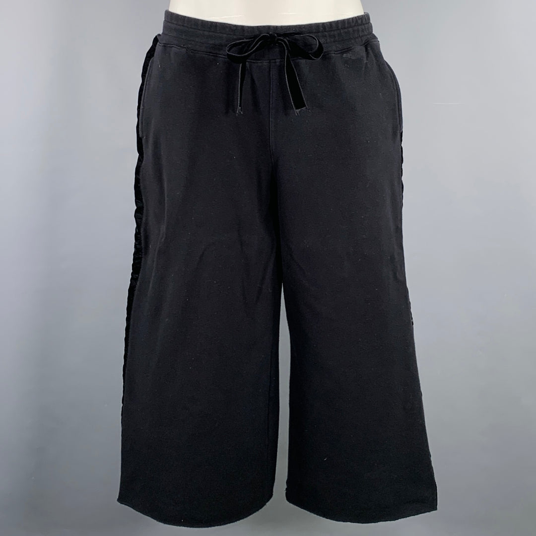 ALAIA Size M Black Cotton Blend Wide Leg Casual Crop Pants