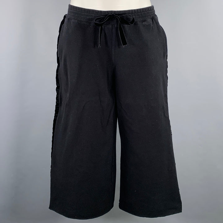ALAIA Size M Black Cotton Blend Wide Leg Casual Crop Pants