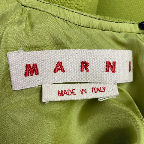 MARNI Size 2 Chartreuse Green Virgin Wool Twill Sheath Knee Length Dress