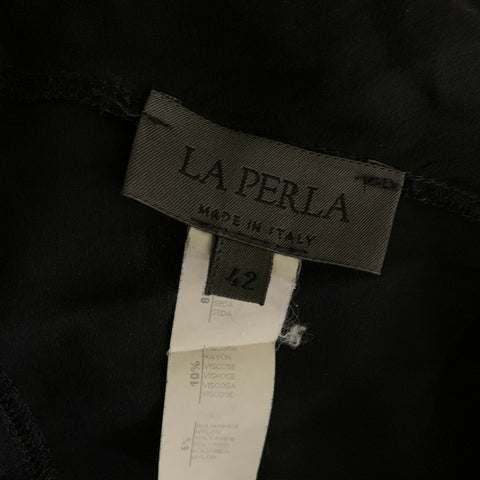 LA PERLA Size 6 Black Silk Camisole Mini Dress