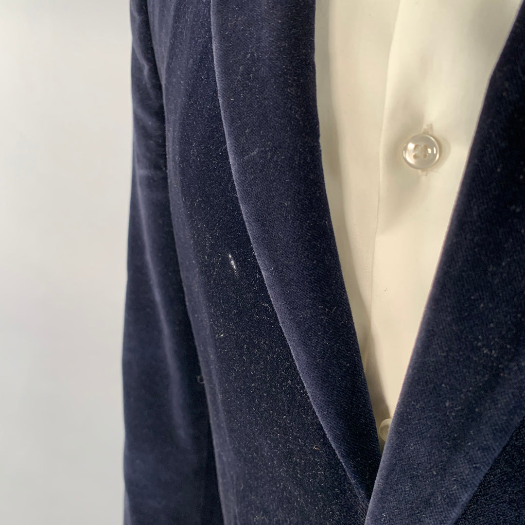 MARC JACOBS Size 40 Navy Cotton Velvet Notch Lapel Sport Coat
