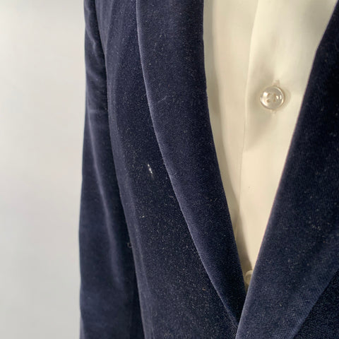 MARC JACOBS Size 40 Navy Cotton Velvet Notch Lapel Sport Coat