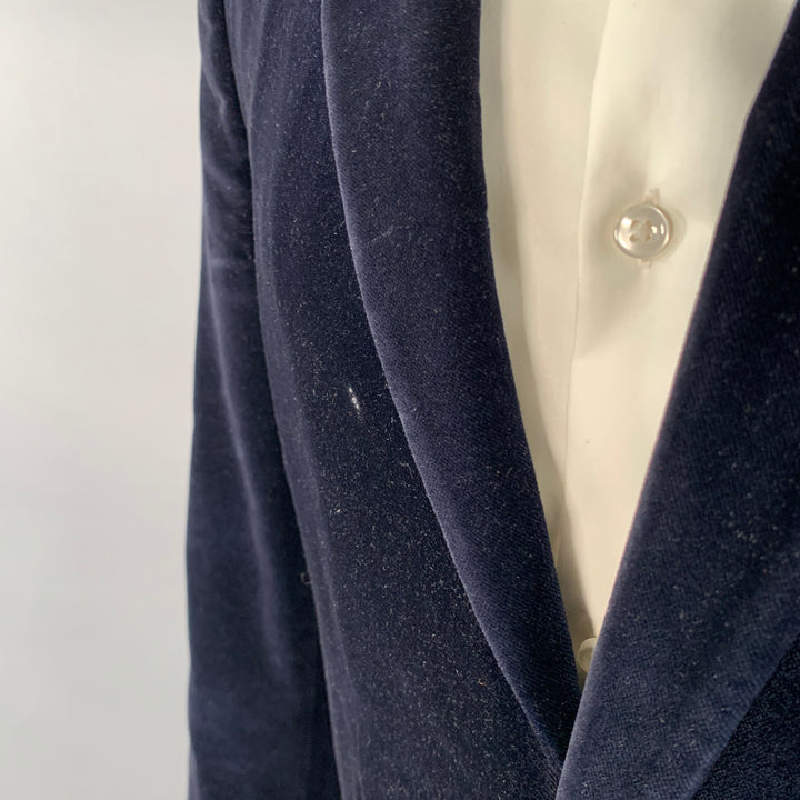 MARC JACOBS Size 40 Navy Cotton Velvet Notch Lapel Sport Coat