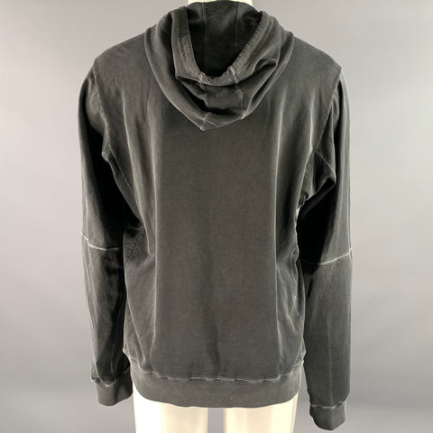 ACRONYM Size XL Grey Wash Cotton Hooded Sweatshirt