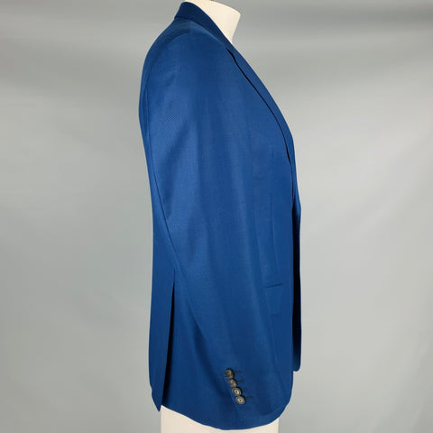 EMPORIO ARMANI Size 42 Blue Nailhead Wool Notch Lapel Sport Coat