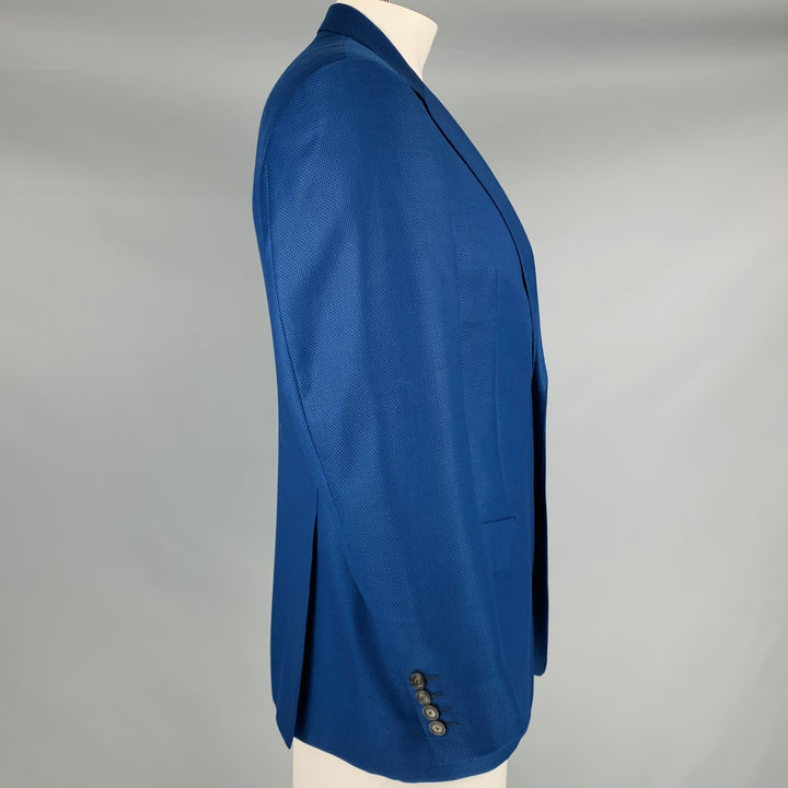 EMPORIO ARMANI Talla 42 Abrigo deportivo con solapa de muesca de lana con cabeza de clavo azul