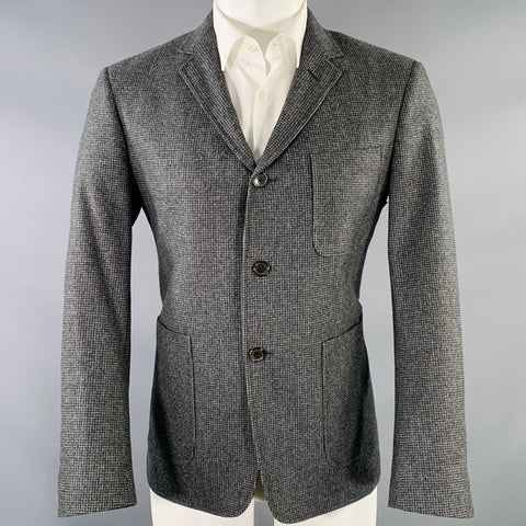 BLACK FLEECE Size 40 Grey Charcoal Grid Wool Notch Lapel Sport Coat